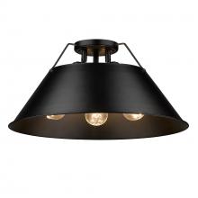  3306-3FM BLK-BLK - Orwell 3-Light Flush Mount in Matte Black